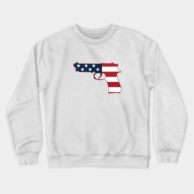 Semi-automatic Stars & Stripes Handgun Silhouette Crewneck Sweatshirt by hobrath